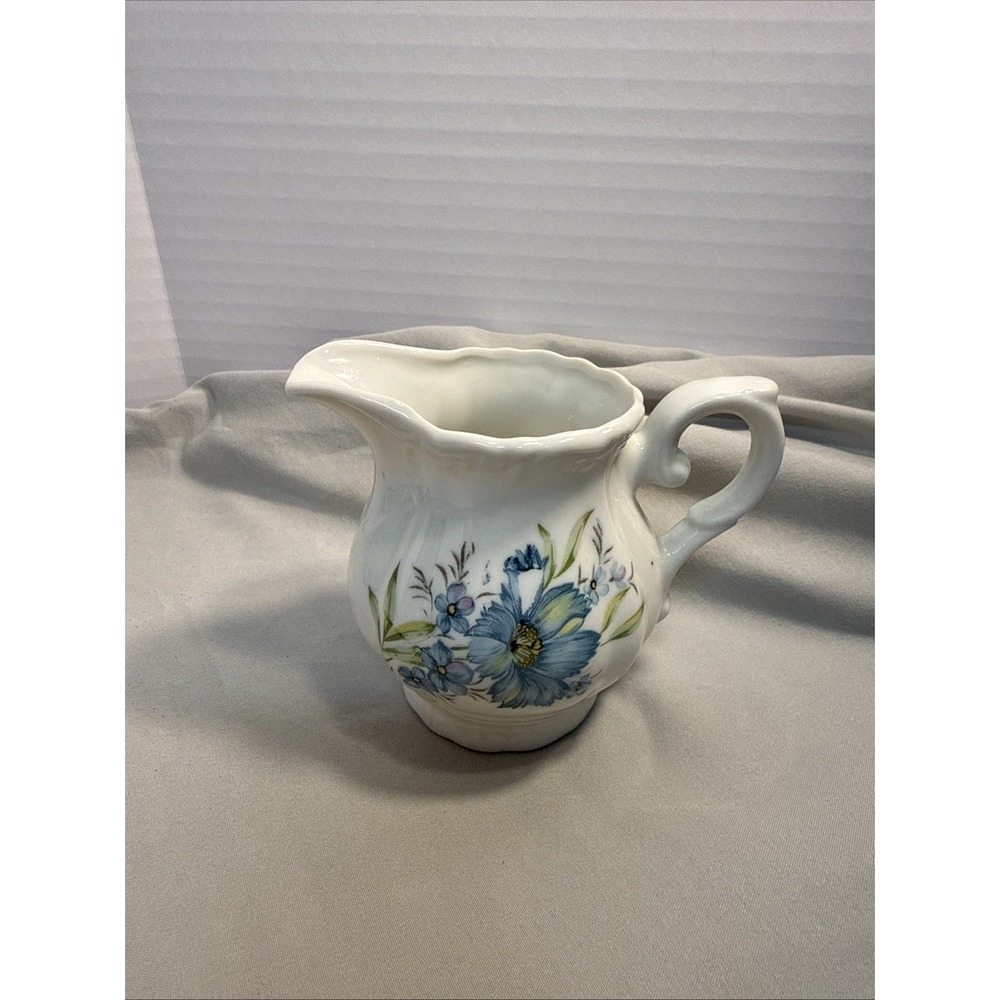 Vintage Inarco Japan Blue Cornflower Creamer Pitcher E-4773 Mid-Century Ceramic